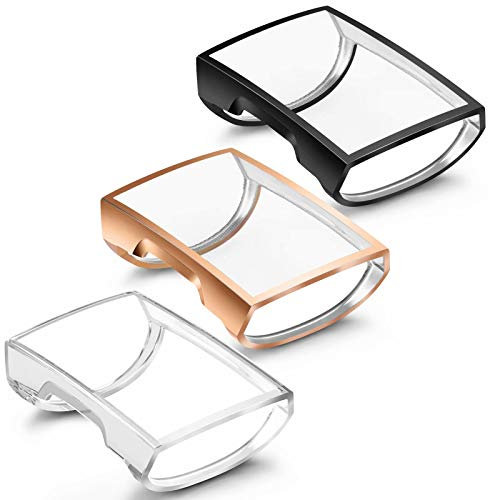 Vancle 3 Pack Schutzhülle Kompatibel mit Fitbit Charge 3 / Charge 4 Schutzfolie Hülle, TPU Ultradünner Stoßfestes Vollschutz Gehäuse Schutz Hülle für Charge 3/Charge 4 (Rosegold+Schwarz+Klar)