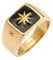 Kuzzoi Siegelring Herrenring, massiv 11 mm breit in 925 Sterling Silber vergoldet, goldene Oberfläche mit Emaille schwarz und Stern Design, Gold-Ring für Männer in der Ringgröße 64, 0606182620_64