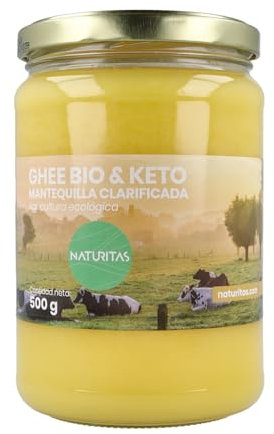 Ghee Mantequilla Clarificada 100% Bio Naturitas Essentials 500 gr | Mantequilla keto | 98% materia grasa | Mejora las digestiones | Sin lactosa | Certificado BIO