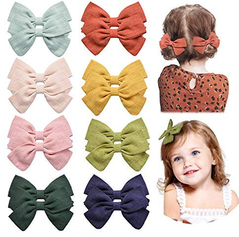 16 pezzi Baby Girl Hair Bow Clips Barrettes Clip a Coccodrillo Accessori per Capelli per Ragazze Toddler Kids Ragazzi e Ragazze Grandi, 8 Paia (M421)