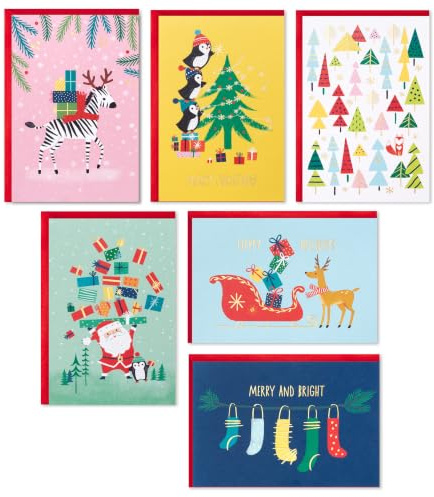Hallmark Weihnachtskarten-Sortiment, buntes Vintage (6 Designs, 24 Karten mit Umschlägen)