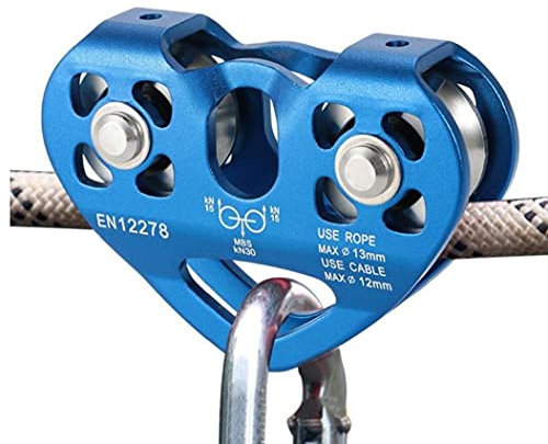 TOSSPER 30kn Linie Riemenscheibe Klettern Doppel Tandemgeschwindigkeit Dual Zipline Trolley Karabiner Für Kabel
