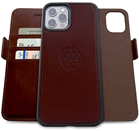 dreem Fibonacci 2in1 Custodia Portafoglio in Pelle per iPhone 13 Pro | Cover iPhone Magnetica Antiurto TPU Sottile | Protezione RFID | 2 Posizioni | Confezione Regalo – Caffe