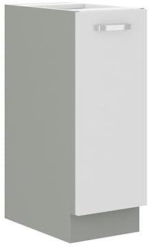 Kuechen-preisbombe Küche Bianca Weiß Hochglanz Unterschrank 30 cm Schrankauszug Küchenschrank Grau