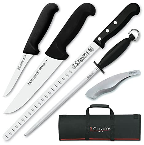 Juego de Cuchillos Profesionales Selección Master Chef, Jamonero Alveolado 29 cm y Accesorios (MASTER2)