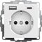 Gira 245927 SchukoSteckdose USB-Anschluss Shutter Berührungsschutz 2-fach Typ A(max.2,4A) Typ C(max.3A) System 55 Reinweiß Matt UP Unterputz Schutzkontaktsteckdose Wandsteckdose Smartphone Tablet 32mm
