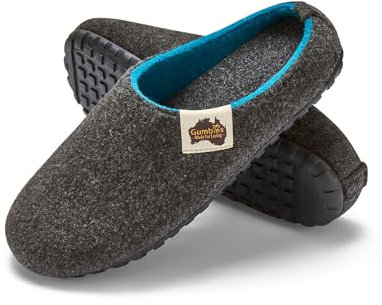 Gumbies Hausschuhe aus recycelten Materialien - rutschfeste & stabile Sohle, herausnehmbare Einlegesohle, wärmehaltend, für drinnen & draußen geeignet - Charcoal Turquoise, 40
