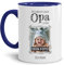 Tasse mit Spruch - Der schönste Grund Opa zu sein - Personalisierbare Keramiktasse mit Namen und Foto - Geschenk Opa - Innen & Henkel Dunkelblau, 300 ml