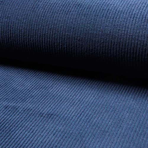 Cord, Breitcord, unifarben Jeansblau als Meterware zum Nähen, 50 cm