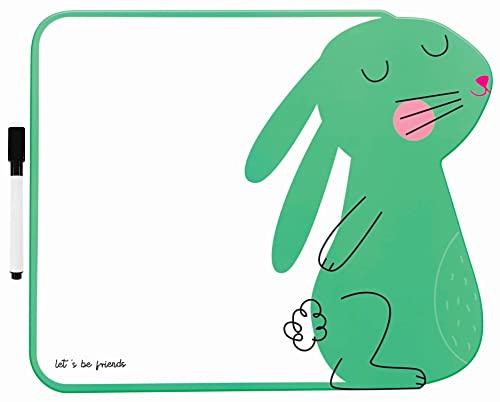Whiteboard für Kinder - Trocken Abwischbar - für Schreibtisch - mit schwarzem Stift - A4-28 x 30 cm - Lustige Form - Hase