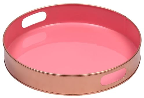 Skandinavisches Serviertablett Aarhus rund aus Metall rosa 32 cm Deko