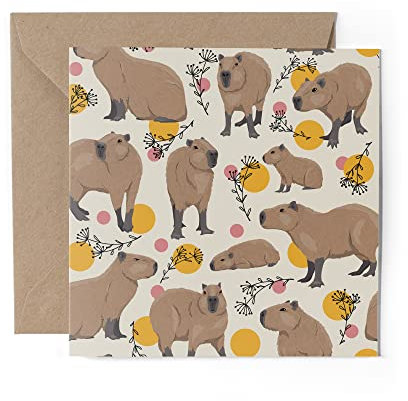 1 x Grußkarte – Capybara-Muster, niedliches Tier, Kinder, Sohn, Tochter, Geburtstagsparty, Geschenk #0235