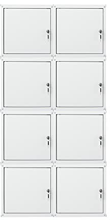 PROREGAL Mega Deal 8X Schließfachwürfel Cubic XL HxBxT 45x45x45cm Grau Schließfachschrank Metallspind Wertfachschrank Umkleideschrank 8 Fächer