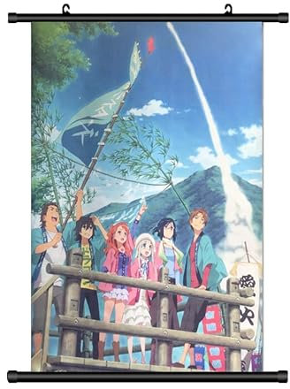 Großes 60x90CM Anohana Kakemono Rollbild | Anime Manga Stoffposter Wallscroll | Wanddeko Geschenk | Super Peace Busters Club