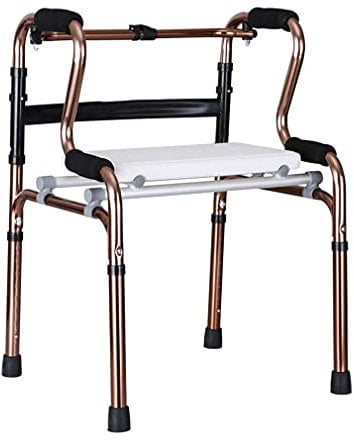 HWSY Gehhilfen für Senioren, Duschstuhl mit abnehmbarem Polster, Faltbarer bariatrischer Gehhilfe, Gehgestell, Aluminium-Armlehne, höhenverstellbarer Stockhalter, Rollator, Gehhilfe, langlebige