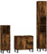 vidaXL Badmöbel Set 3 TLG., Badezimmermöbel mit viel Stauraum, Badschrank mit Eisenbeinen, Badezimmerschrank Waschbeckenunterschrank Hochschrank, Räuchereiche Holzwerkstoff