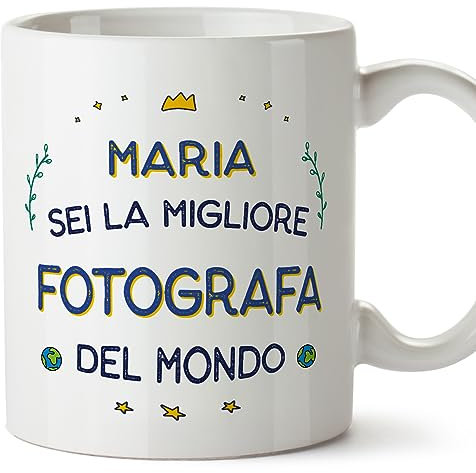 Mugffins Tazza Personalizzata in ceramica per FOTOGRAFA donna 11 oz / 350 ml - In italiano - Migliore del Mondo - Idea regalo per compleanno, anniversario, natale, laurea