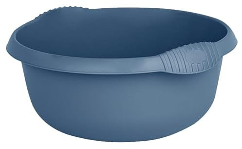 Navy Plastic Round Bowl Kitchen Washing Up Mixing Basin | Sink Tidy, 7 Litre Bowl with Integral Handles Caddy Kitchen Home (32cm)