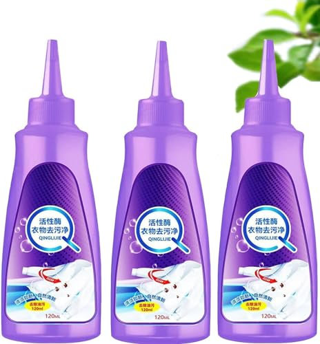 Active Enzyme Laundry Stain Remover, Active Enzyme Laundry Detergent - White Shirt Guardian, Active Enzymatic Laundry Cleaning, Hartnäckige Fleckenreiniger, Kleidung Ölfleckenentferner (3 Stück)