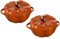 Staub Lot de 2 cocottes en céramique en forme de citrouille Orange brûlé 680 g