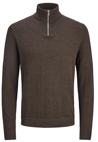 JACK & JONES Men's Jjeemil Knit Half Zip Noos Knitted Jumper, Mulch/Detail: Twist, S