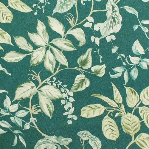 Canvas Stoff Blätter, Dekostoff 100% Baumwolle, Leinenoptik, dunkelgrün (Länge am Stück: ab 50cm / Breite: 135cm)