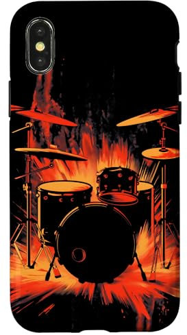 Coque pour iPhone X/XS Batterie explosive avec flammes dentelées et fumée