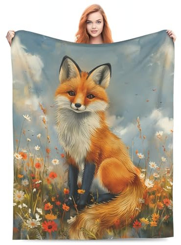 G-dake Fuchs Kuscheldecke für Frau, Weich Warm Fuchs Decke, Flauschig Fuchs Kinderdecke Wohndecke für Mädchen Frauen Tochter Erwachsene Geschenk Geburtstag Couch Sofa Bett 130x150cm