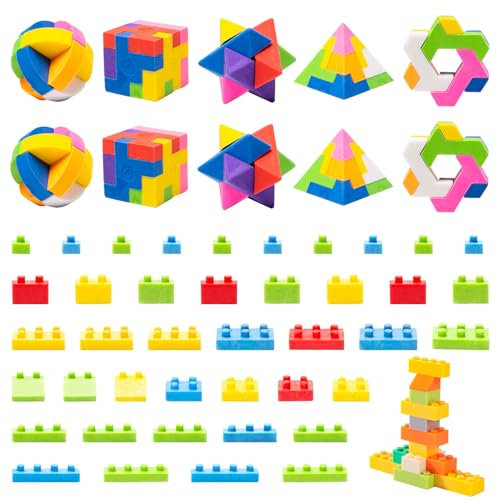 Neikafan 10x Radiergummi Würfel Puzzle mit 6 Schachteln Radiergum Mitgebsel Kindergeburtstag Mini Würfelpuzzle Radiergummis Gastgeschenke für Kinder als Tomobola oder Giveaways