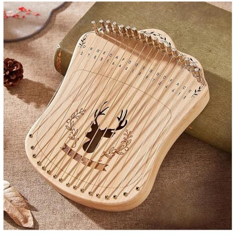 Erwachsene harfe Tragbare Lyra-Harfe 17 Saiten Fingerspiel-Lyr Aus Buchenholz Mit Tasche Und Ersatzsaite Saiteninstrumente Für Anfänger(Wood)