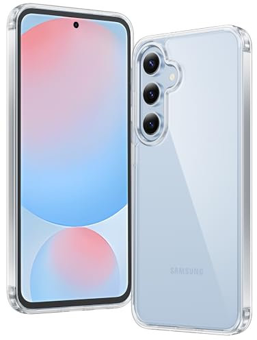 FNTCASE für Samsung Galaxy S24-FE Hülle: Militärischen Grad Fallschutz Anti Vergilbung Schlankes Hülle - Robuste langlebiqe Stoßfeste Schützende Transparente Handyhülle - 6,7 Zoll (Klar)