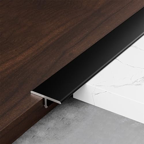 Raouoae Aluminium-T-Formleisten Zierleisten Und Bodenübergangsleisten 3 Stück*90cm Ausgleichsprofil Übergangsschiene Schaffen Eine Nahtlose Und Sichere Oberfläche(Schwarz,Breite 8 mm)