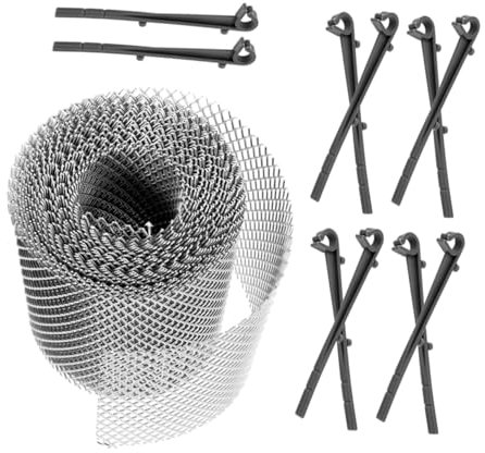 jojofuny 6m Gutter Leaf Guard Mesh Protector Stakes Drainage Net for Downspouts Prevents Blockages from Debris and Leaves Easy Installation Hooks Included