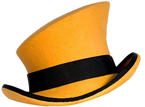 Asymmetrischer Zylinderhut Wollhut Damen Herren Unisex Hut Steam Punk Hut Top Hut Mode Band Dekorative Hut Wollmütze mit Ohr, gelb, Einheitsgröße