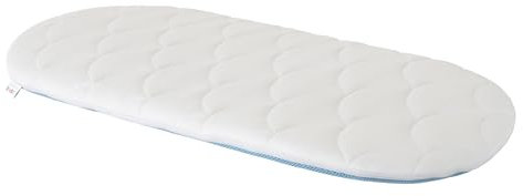 HOBBYGARDEN Matratze Kinderwagen, Stubenwagen, Wiege - Bezug 100% Baumwolle abnehmbar & waschbar – Babymatratze – allergikergeeignet - Matratze für Wiege - 72x35x3 cm - oval, Blau