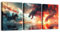 Loussiesd Feuerdrache gerahmt 3er Poster Set für Wohnzimmer Moderne Fantasy Wilde Tiere Wandbilder Drachen und menschliches Kriegsbüro Leinwandbilder Mythologie Thema Kunst drucke Mittelalterliche