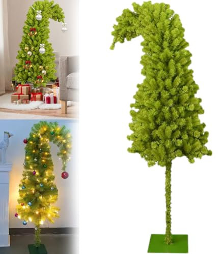Weihnachtsbaum, biegbarer Weihnachtsbaum, künstlicher Weihnachtsbaum, Limettengrün, Bleistift-Weihnachtsbaum, schmaler künstlicher Weihnachtsbaumständer, skurriler Weihnachtsbaum für Heimdekoration