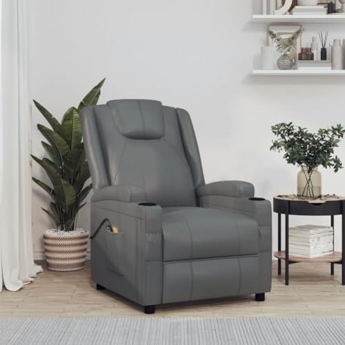 Homgoday Massagesessel Elektrisch Anthrazit Kunstleder Fernsehsessel Sessel Verstellbar Massagesessel Ruhesessel Moderner Relaxsessel TV Sessel für Wohnzimmer