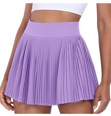 Desol Gonna da tennis plissettata da donna con tasca pantaloncini a vita alta da tennis da donna gonne da golf atletica per casual, Viola, XL