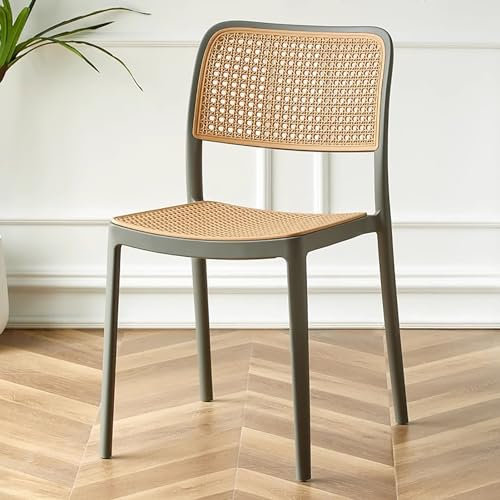 Generisch Retro Mid-Century Dining Chairs Commercial Event Lounge Chair, Rattan Plastic Indoor Stapelstühle, für Küchen- und Esszimmer
