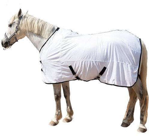 Leberna Atmungsaktives Netz-Fliegendecke, Standard-Hals, Sommerpferdedecke, Weiß, 1,52 m