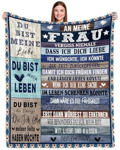 COZYCRIB Geschenk Frau,Hochzeitstag Geschenke für Frauen,Kuscheldecke An Meine Frau,Hochzeitsgeschenke Jubiläumsgeschenk Geburtstagsgeschenk Valentinstag, Fleece Decke 150x130cm