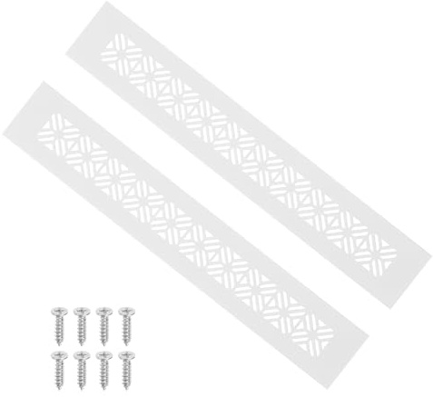 PATIKIL 12 x 2 Pulgadas Cubierta De Rejilla De Ventilación Para Puerta, 2 Pcs Rejilla De Aluminio Resistente Con Tornilloss De Armario Y Gabinete, Blanco