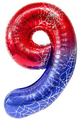 Fesnova 40 Zoll große Folienballons mit Spinnenmotiv, große Ballons mit der Zahl 9, Partyballons für Kinder, Dekoration für Geburtstagspartys, Halloween, Spidey Geburtstagsdeko und Jubiläumsfeiern