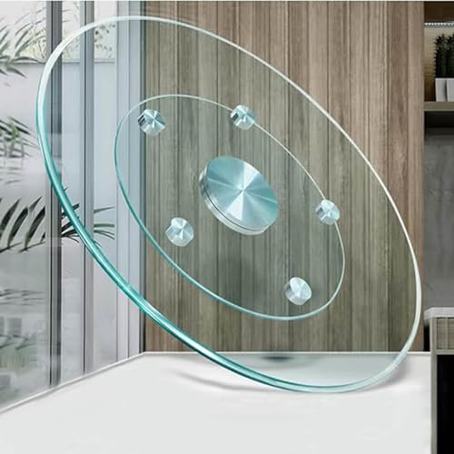 Lazy Susan Plateau de service rond en verre trempé pour table de salle à manger 60 cm Plateau de service transparent pour réunions de famille, fêtes et banquets