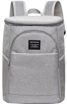 Wisafory Wasserdicht kühlrucksack 18L Tragbar Isolierter Rucksack Lunchrucksack Kühltasche Thermotasche Picknicktasche für Arbeit, Schule, Picknicks, Wandern, Camping, Strand, Ausflug Grau