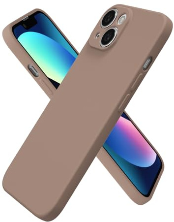 oakxco for iPhone 13 Case Silicone, Ultra Slim Thin Phone Case for Women Girls, Plain Solid Color Minimalist Aesthetic Cute Girly Design, Soft Rubber Gel TPU with Camera Cover Protection, Brown Fall