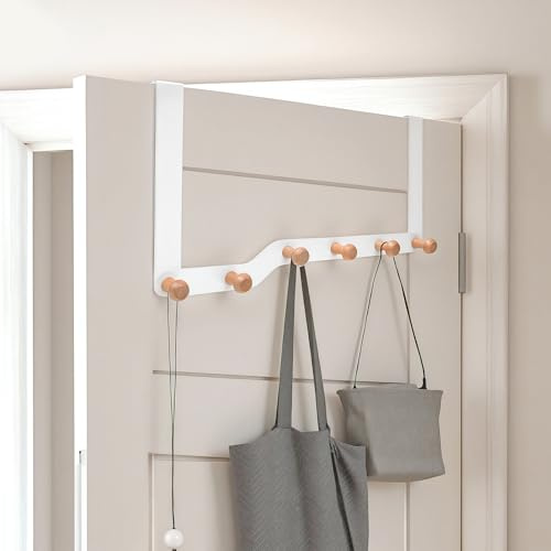 pupuluck Over Door Hanger, 6 Door Hangers for Clothes, Coats, Bags & Towels | Heavy Duty Over Door Hook Hanger for Coats, Clothes, Bags, Adding Instant Storage without Drilling or Taking Up Floor Space