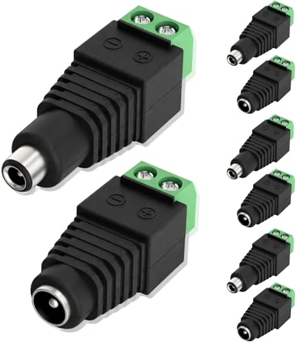 MIMISOLA 4 Pares 5.5mm x 2.1mm DC Conector de Enchufe Adaptador Macho y Hembra, Enchufe Hembra y Macho, para Sistemas de 12V, cámaras CCTV, Tiras de luz LED