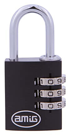 Amig - Cadenas à Combinaison en Aluminium 25mm | Sécurité Robuste pour Casiers et Bagages | Antirouille et Imperméable | Facile à Utiliser, Noir, 25 mm, Aluminium
